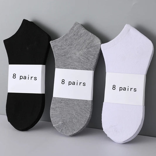 3/5/8 Pairs Women/Men Boat Socks Invisible Low Cut Silicone Non-Slip Summer No-Show Ankle Socks Solid Color Casual Breathable
